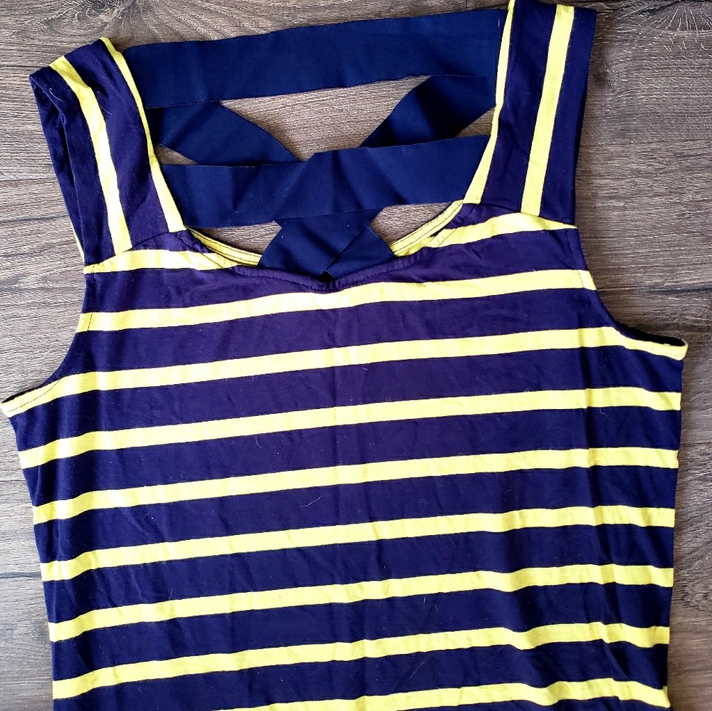 Saint Tropez West Navy Blue & Yellow Dress sz Med - Picture 2 of 3